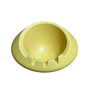 Vintage porcelain Hyalyn yellow ashtray. Retro.mcm. 12 USA. cork bottom.Bar.Home